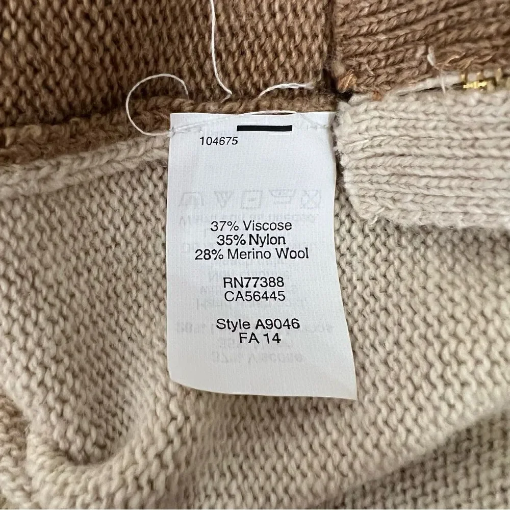 J. Crew Merino Wool Blend Tan Colorblock Sweater